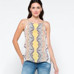 Vibrant Yellow Patterned Women's Tank Top